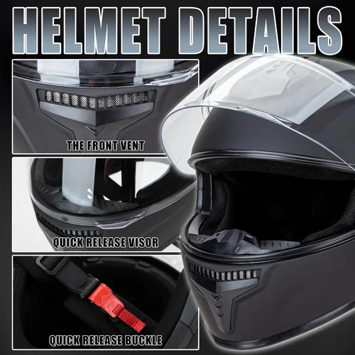Vista 5 de Cartman Casco de motocicleta aprobado por DOT, casco integral