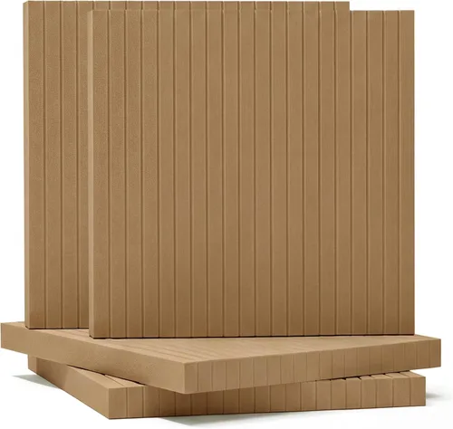 Vista 9 de BUBOS Paneles acústicos de pared, paquete de 2 paneles decorativos insonorizados de 23.6 x 23.6 x 2 pulgadas, decoración de pared con reducción