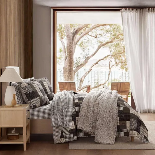 Vista 3 de Eddie Bauer - Juego de edredón twin, ropa de cama de algodón naturalmente suave con una sensación ligera para comodidad durante todo el año Marrón