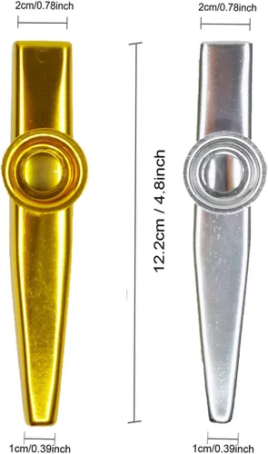Vista 2 de 26 Kazoos de metal con 20 diafragmas de flauta Kazoo, instrumentos musicales, buen regalo para niños, un buen compañero para ukelele, violín