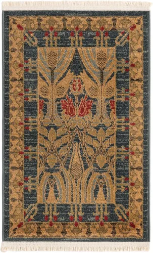 Vista 3 de Unique Loom Edinburgh Collection - Alfombra rectangular (2 pies x 3 pies 1 pulgada, rectangular, azul marino/bronceado)