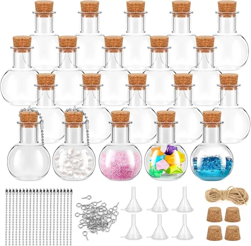 Vista 9 de Paquete de 10 mini botellas de plástico transparente con corchos, pequeñas botellas de plástico transparente para cumpleaños, baby shower, boda