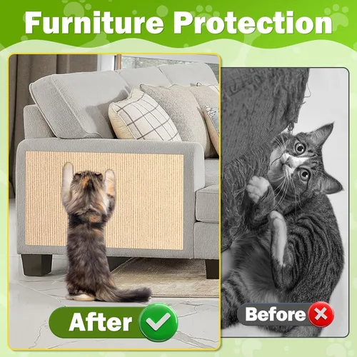Vista 3 de ENONCI Protector de esquina de pared de sofá de 23.6 x 15.8 pulgadas para gatos de interior, protector de muebles antiarañazos contra arañazos