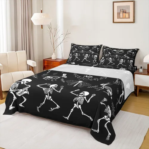 Vista 38 de Erosebridal Juego de sábanas tamaño individual con estampado de luna, diseño de flores de loto, color morado degradado, juego de sábanas orientales