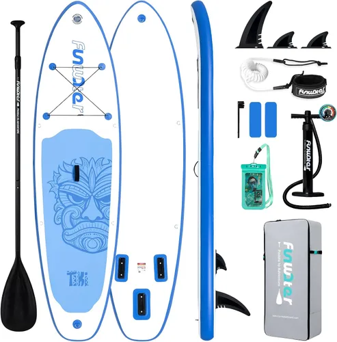 Vista 18 de FunWater Inflatable Stand Up Paddle Board with Beginners SUP Accessories 10'6'' SUP,Anti-Slip EVA Deck,Versatile Yoga/Big Fin Inflatable Paddle