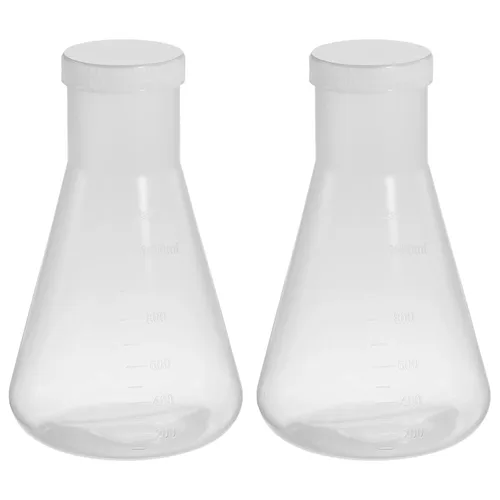 Vista 9 de PATIKIL Erlenmeyer - Frasco de plástico de 1.7 fl oz con tapas de rosca, paquete de 2 frascos cónicos de boca estrecha para laboratorio, transparente