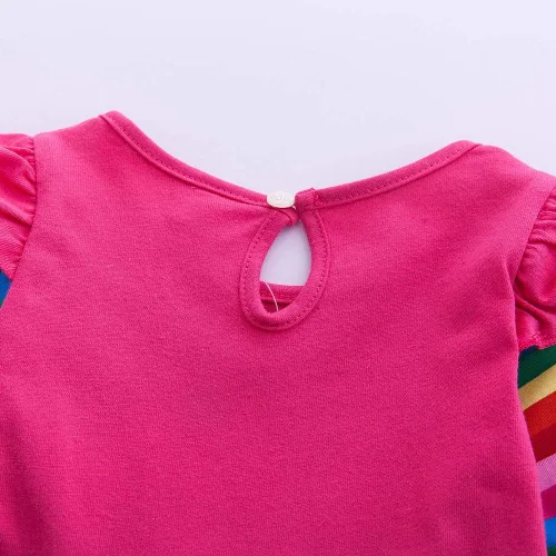 Vista 8 de Vestidos de manga larga de algodón con diseño de arco iris para niñas de 3 a 8 años