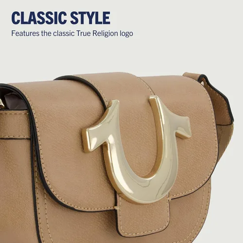 Vista 3 de True Religion Women's Crossbody Bag, Mini Flap Adjustable Shoulder Handbag with Horseshoe Logo
