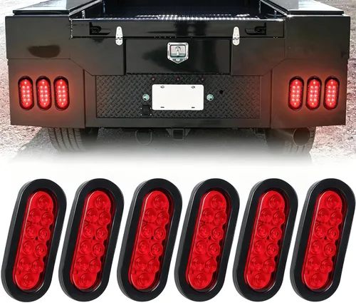 Vista 15 de 2 luces LED ámbar ovaladas para remolque, 6 pulgadas, luces LED ovaladas de parada, intermitentes, luces de freno de remolque lateral, lámpara de 2