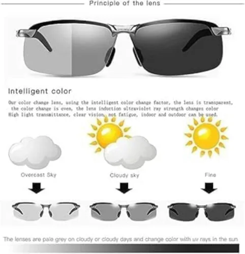 Vista 5 de Lentes de sol polarizados fotocromáticos para hombre, lentes deportivos y de conducción UV400, lentes adaptables de día y noche, gafas de ciclismo