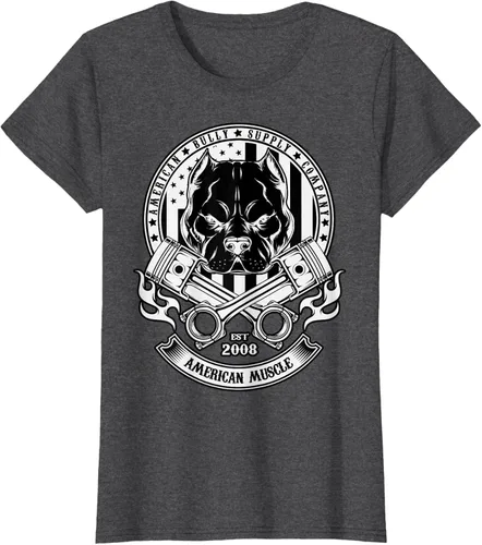 Vista 4 de American Muscle - Camiseta de cabeza dura Pit Bull American Bully, Negro, S