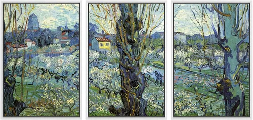 Vista 94 de wall26 Lienzo enmarcado para pared, juego de arte con flores de almendra de Vincent Van Gogh, naturaleza, ilustraciones de área silvestre, bellas