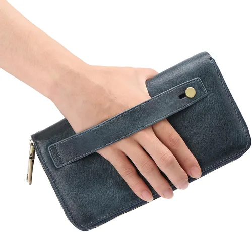 Vista 7 de GAEKEAO Cartera de mano para mujer, con bloqueo RFID, de piel, de gran capacidad, con correa de mano