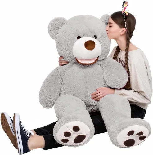 Vista 17 de MorisMos Oso de Peluche Gigante, Oso de 39 Pulgadas, Animales de Peluche Grandes con Huellas Grandes, Osos de Peluche de Regalo para Niños