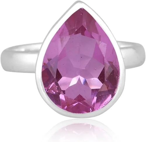 Vista 85 de PANOPLY Bio Pink Doublet Quartz Solid 925 Sterling Silver Ring for Women