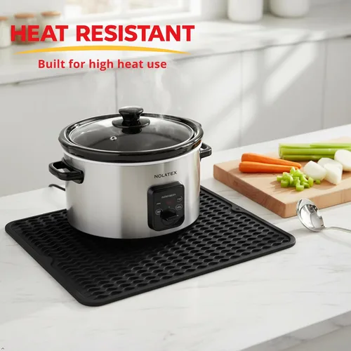 Vista 6 de Tapete de secado de silicona de 16 x 12 pulgadas, tapete antideslizante negro para fregadero para encimera de cocina, almohadilla de platos