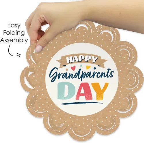Vista 5 de Big Dot of Happiness Feliz Día de los Abuelos – Decoración de mesa redonda para fiesta de abuela y abuelo – Cargadores de papel – Ajuste de lugar