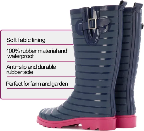 Vista 2 de K KomForme Botas de lluvia para mujer impermeables para uso al aire libre con cómoda plantilla
