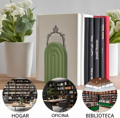 Vista 4 de Whaline 4 Piezas Sujetalibros de Madera de Arco Bohemio Verde Salvia Arcoíris Soportes de Libros de Madera Decorativos Antideslizantes Topes