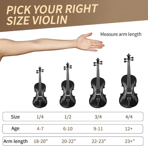 Vista 5 de Ktaxon Violín para principiantes y estudiantes, violines acústicos 4/4, kit de violín tamaño completo con estuche, arco, colofonia, para adultos