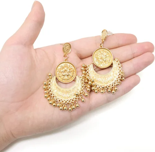 Vista 3 de Honbay Pendientes de moda bohemia, estilo nacional, retro, aretes colgantes gitanos Dorado