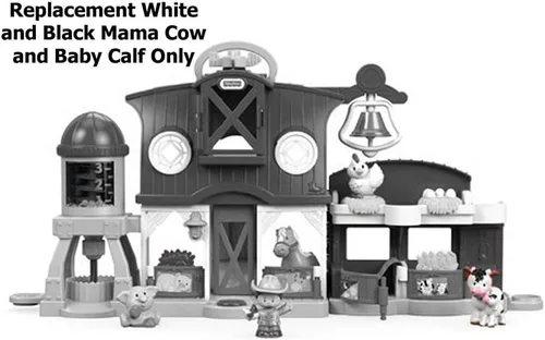 Vista 4 de Pieza de repuesto para Fisher-Price Little People Caring for Animals Farm - DWC31 y CHJ51 ~ Figura de repuesto de vaca y ternera blanca y negra