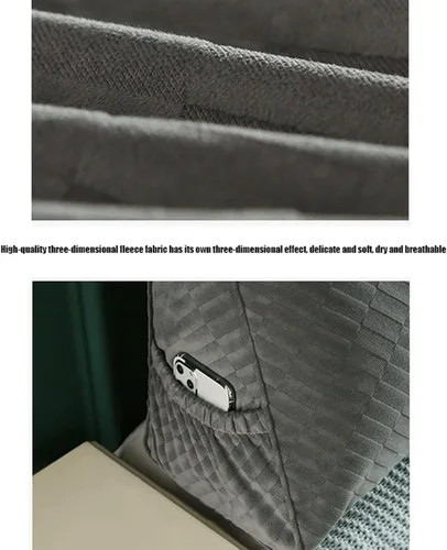 Vista 5 de Almohada triangular para cabecero, almohada de cuña de lectura, cojín de cabecero, almohada de respaldo para día, cama, litera, funda extraíble Negro