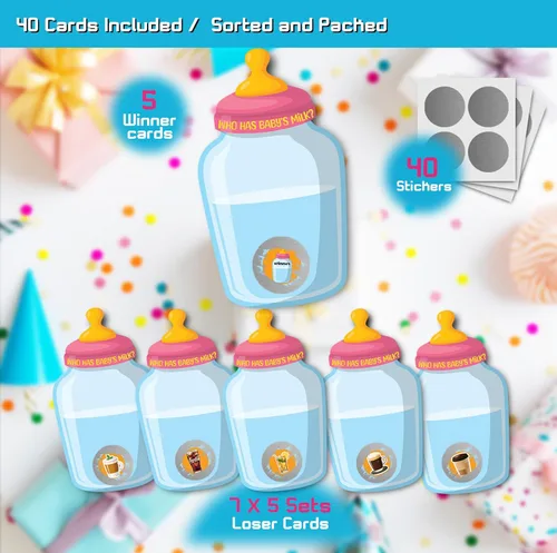 Vista 2 de Juegos de baby shower, Who has Baby's Milk Scratch Off Cards, divertida tarjeta de lotería, rompehielos juegos para raspar, tarjetas de fiesta, 40