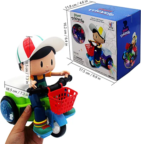 Vista 6 de Tipmant Triciclo Eléctrico para Bebés y Niños Pequeños Juguete de Motocicleta de Dibujos Animados Vehículo con Acrobacias, Música, Luces Luminosas