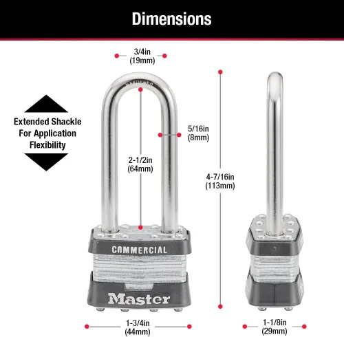 Vista 6 de Master Lock 1KALJ - Candado para exteriores con llave, plateado, 1LJ, 1 paquete