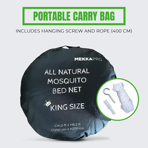 Vista 3 de MEKKAPRO Mosquitera extragrande King, hecha para King Queen y Twin, mosquitera para cama Cortinas de dosel de cama, mosquitera blanca
