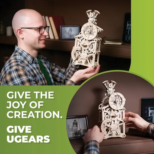 Vista 4 de UGEARS - Reloj de motor 3D rompecabezas de madera para adultos - Kits