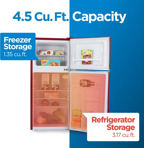 Vista 2 de Commercial Cool Refrigerador de 4.5 pies cúbicos con congelador, estilo Rojo