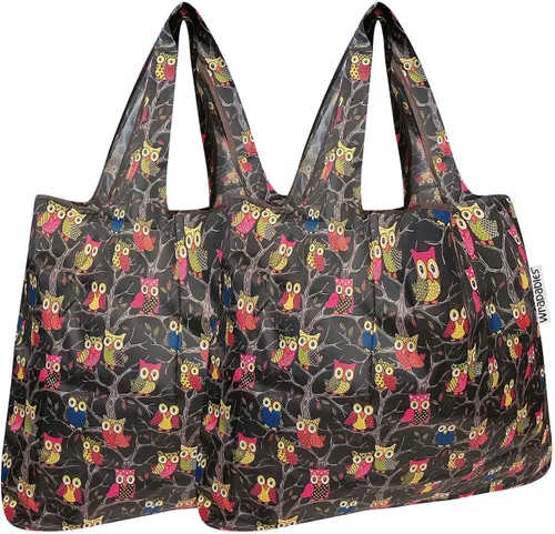 Vista 33 de allydrew Bolsa plegable de nailon para comestibles reutilizable (Set de 2), Ballenas Azules