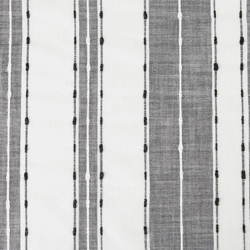 Vista 5 de Archaeo Cenefa de cortina de algodón a rayas con textura Slub, 52 x 14 pulgadas, negro/blanco
