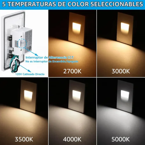 Vista 2 de LEONLITE Paquete de 6 luces LED 5CCT de 120 V, verticales, color blanco