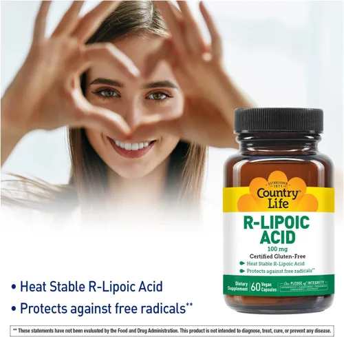 Vista 2 de Country Life Complejo de ácido R-alfa lipoico 300 mg - Ácido alfa lipoico 270 mg y ácido R-lipoico 30 mg - Soporte antioxidante - Sin levadura