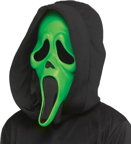 Vista 4 de Fun World - Máscara fluorescente para adulto con cara de fantasma verde ácido