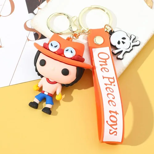 Vista 6 de Llavero con diseño de anime de una pieza, Luffy Law Sanji con colgante de acrílico y accesorios de regalo para hombres y niños, S