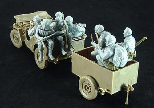 Vista 3 de Bronco Models Tropas aerotransportadas británicas montando en camión y remolque de 1/4 toneladas (escala 1/35)