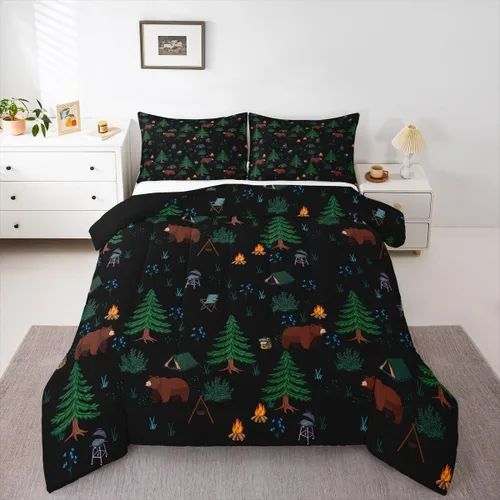 Vista 25 de Erosebridal American Flag Twin Comforter Set Army Green Camo Bedding Set for Kids Boys Girls Bear Claw Hunting Theme Bed Set Camoflage Camping