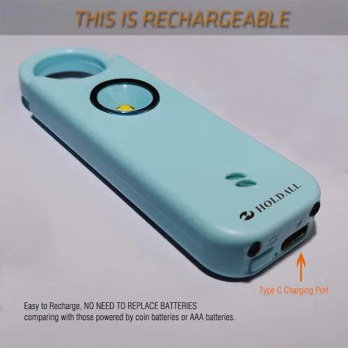 Vista 4 de Alarma de seguridad personal para mujeres, sirena fuerte de 135 dB con luz estroboscópica, advertencia acústica, alarma de seguridad de emergencia