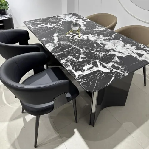 Vista 8 de YVYKFZD Juego de sillas de comedor, silla de comedor con patas de metal y respaldo curvo, sillas de cocina tapizadas de cuero, reposabrazos, silla