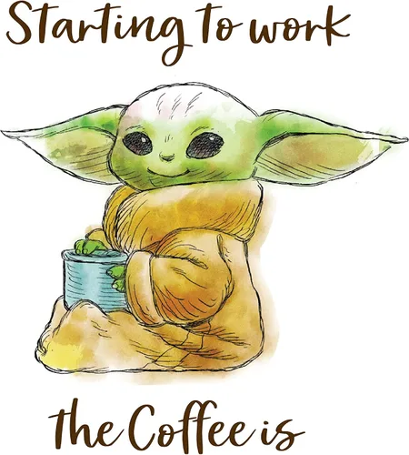 Vista 4 de ICUP Star Wars Mandalorian Grogu Starting To Work The Coffee Is Embossed Taza de cerámica de 14 onzas