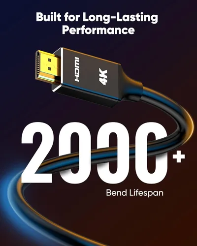 Vista 8 de Capshi Cable HDMI 4K, 3 pies/3.3 ft, soporte HDMI 2.0, HDR10, 18 Gbps, cable blindado HD de alta velocidad, negro, macho a hombre, para TV