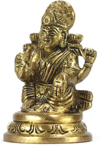 Vista 3 de ASHIRWAD Escultura de estatua de ídolo de latón para Diwali Pooja, templo, decoración del hogar, Vastu Laxmi Devi Maa AE000006-18 (Laxmi-18)