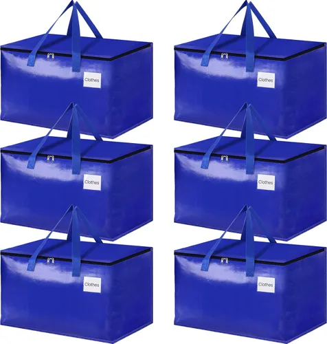 Vista 12 de HomeHacks Bolsas de Mudanza Resistentes con Cremalleras Fuertes y Asas, Bolsas de Mudanza Plegables, Contenedores de Almacenamiento para Embalaje