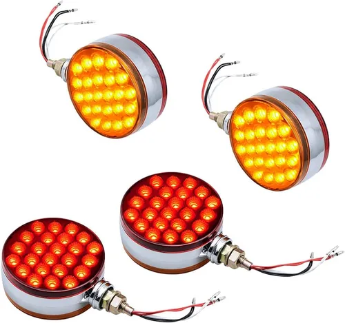 Vista 18 de Astra Depot 2 piezas de luz de cara doble de 3" redondas, 24 LED, color rojo, ámbar y blanco, para remolque de camión semi, tractor, vehículo largo