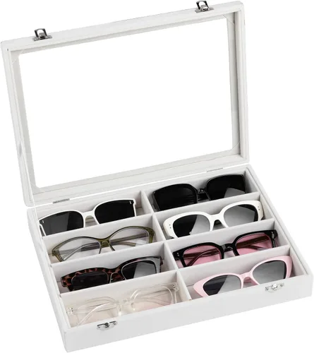 Vista 14 de Frebeauty 8-Slot Sunglass Organizer,Velvet Sunglass Holder for Drawer Beige