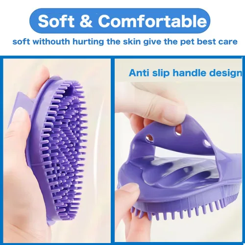 Vista 5 de Cepillo de baño para perros, cepillo de champú para perros, cepillo para baño, no se resbala, cepillo de lavado de masaje con mango de anillo
